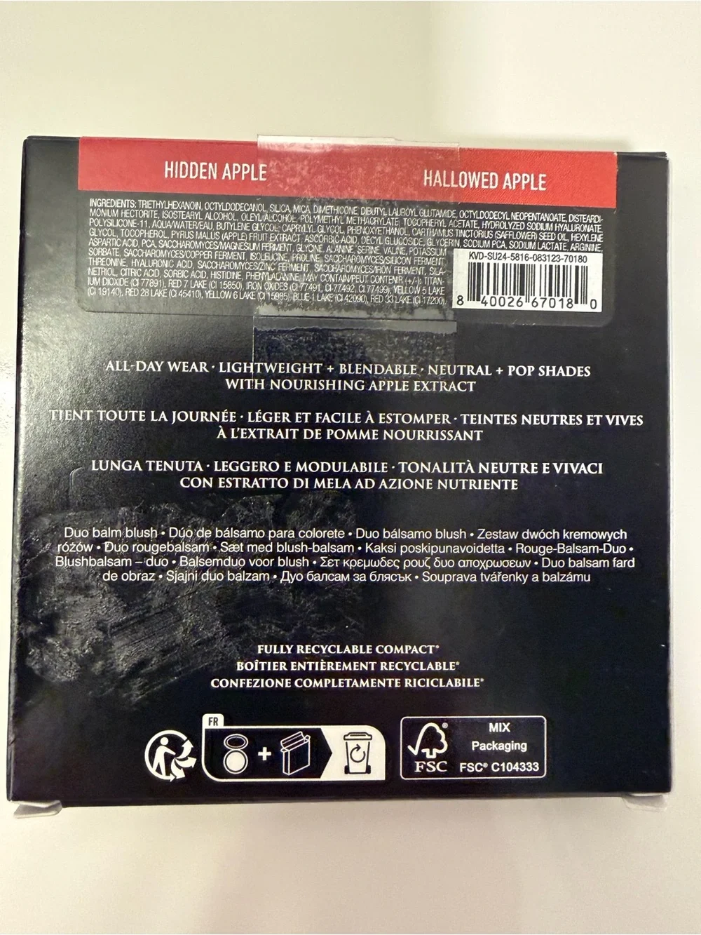 KVD Beauty - “Good Apple Blush Balm Duo”(Shade: Secret Thicket 10) - New in Box